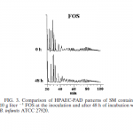Comparison of HPAEC-PAD patterns of SM containing 10 g liter -1 FOS at the inoculation after 48 h of incubation with B. infantis ATCC 27920